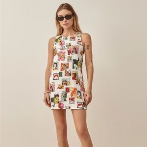 Reformation Jessi Linen Dress Size 12 Comic Book NWT